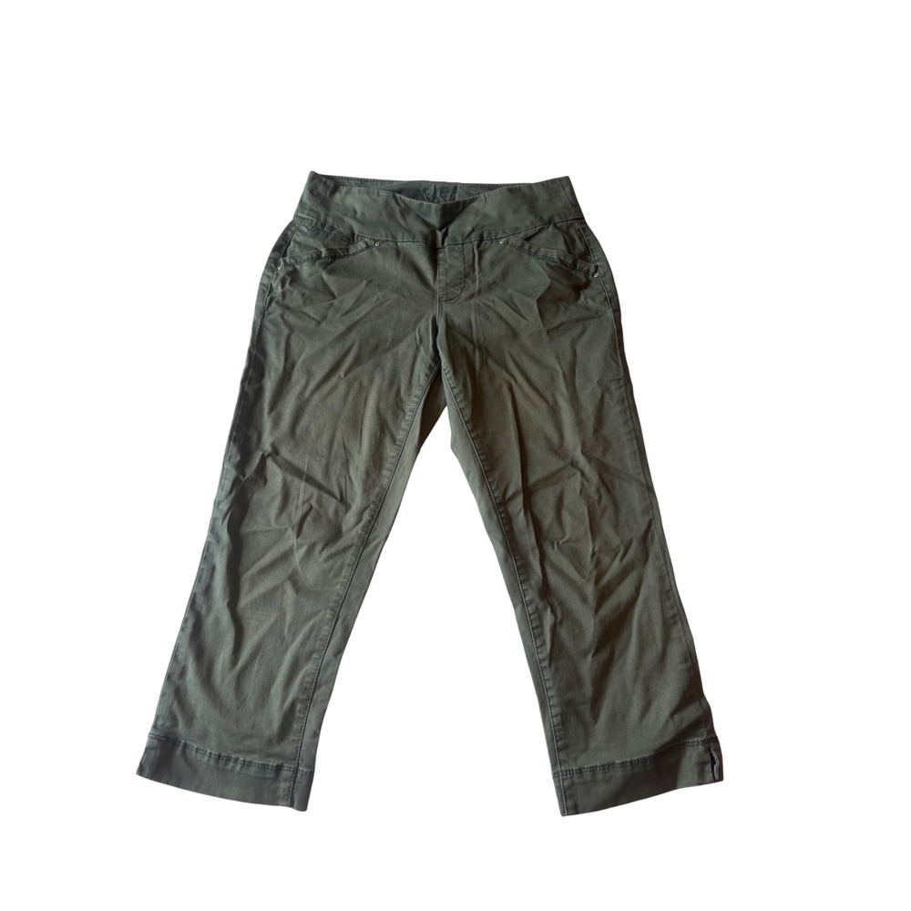 Jag Jeans Olive Green Pull On Cropped Capri Pants Classic Fit Straight Leg Sz 8